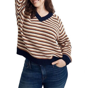 Madewell V-neck Multicolor  Striped Sweaters